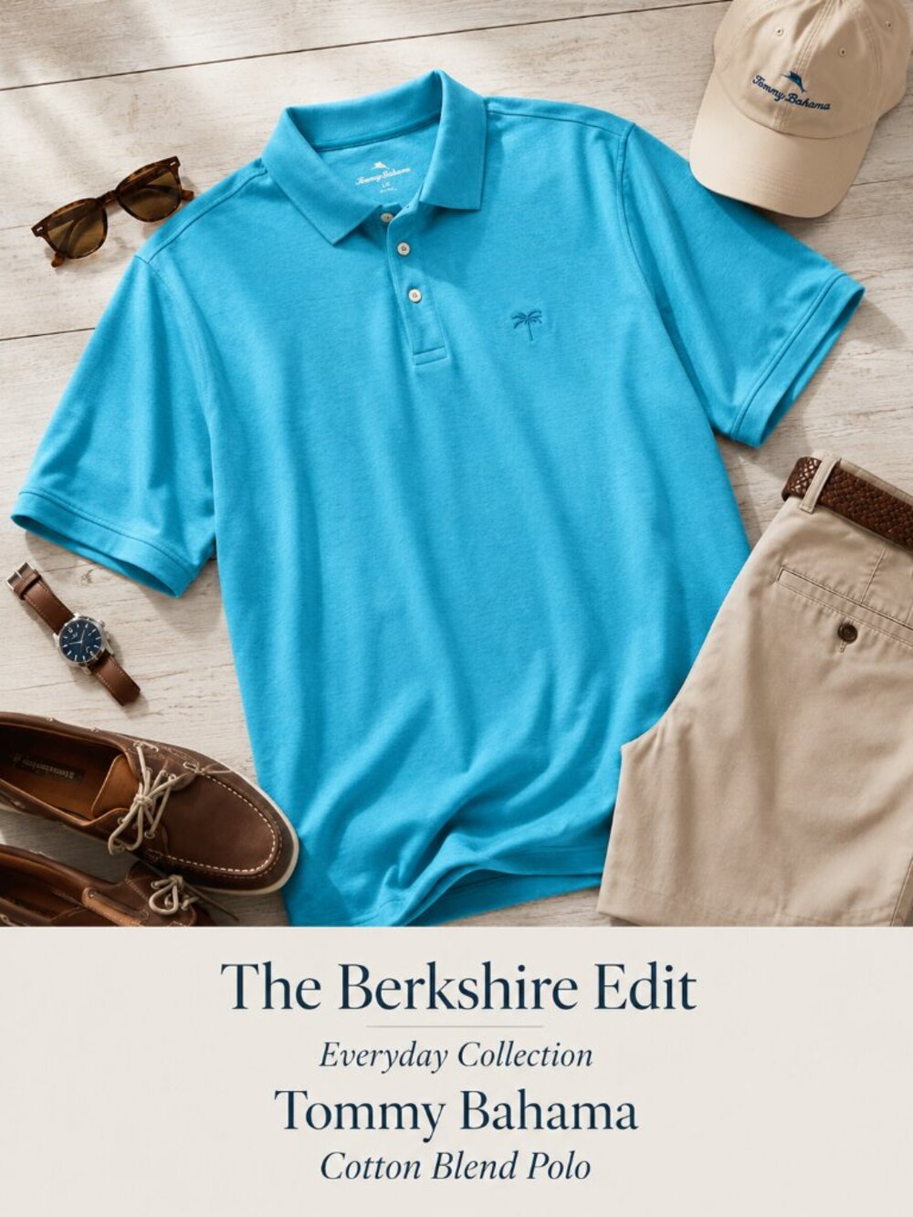 Tommy Bahama Men's Cotton Blend Polo Shirt Blue Short Sleeve Size Large NWOT